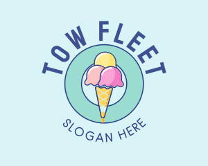 Cute Ice Cream Cone logo design