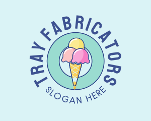 Cute Ice Cream Cone logo design