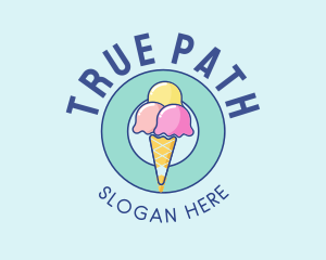 Cute Ice Cream Cone logo design