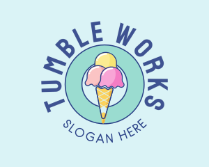 Cute Ice Cream Cone logo design