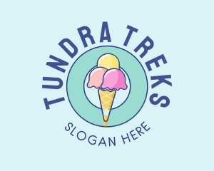 Cute Ice Cream Cone logo design