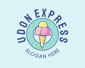 Cute Ice Cream Cone logo design