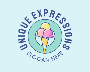 Cute Ice Cream Cone logo design