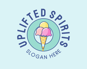 Cute Ice Cream Cone logo design