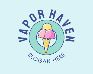 Cute Ice Cream Cone logo design