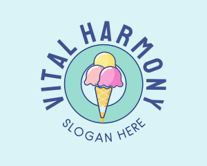 Cute Ice Cream Cone logo design