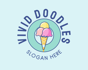 Cute Ice Cream Cone logo design