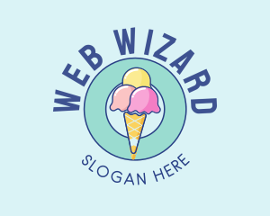 Cute Ice Cream Cone logo design