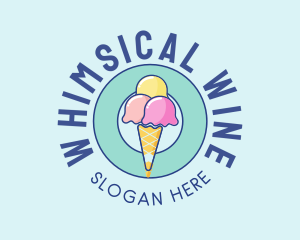 Cute Ice Cream Cone logo design