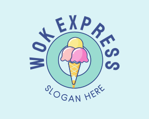 Cute Ice Cream Cone logo design