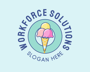 Cute Ice Cream Cone logo design