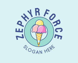 Cute Ice Cream Cone logo design