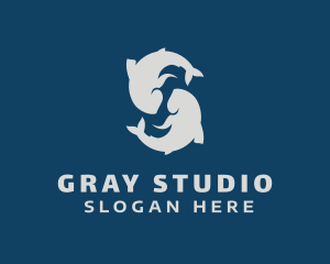 Gray Fish Swimming logo