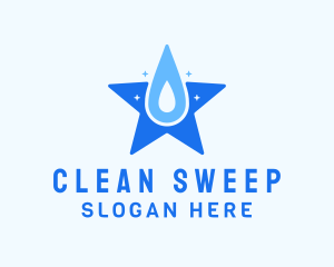 Star Cleaning Droplet logo design