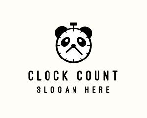 Panda Stopwatch Clock logo design