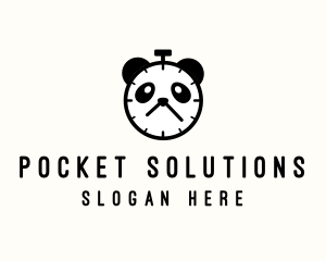 Panda Stopwatch Clock logo design