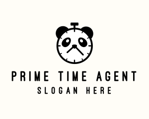 Panda Stopwatch Clock logo design