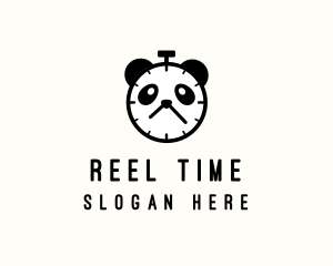 Panda Stopwatch Clock logo design