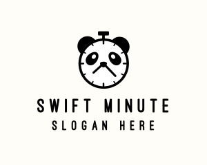 Panda Stopwatch Clock logo design