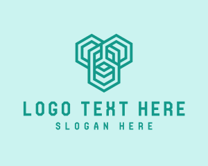 Geometric Link Hexagon logo design