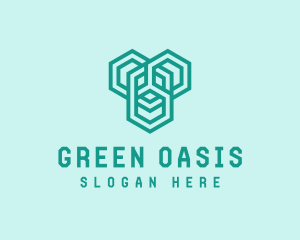 Geometric Link Hexagon logo design