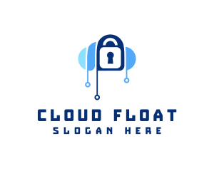 Cloud Circuit Lock logo design