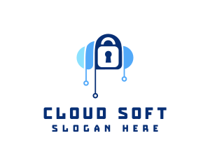 Cloud Circuit Lock logo design