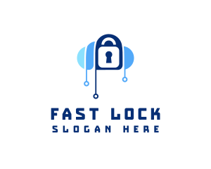 Cloud Circuit Lock logo design