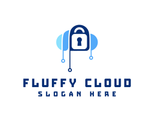 Cloud Circuit Lock logo design