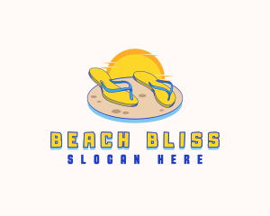 Tropical Beach Slippers logo design