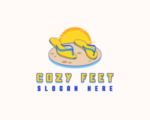 Tropical Beach Slippers logo design