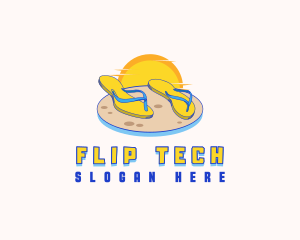 Tropical Beach Slippers logo design