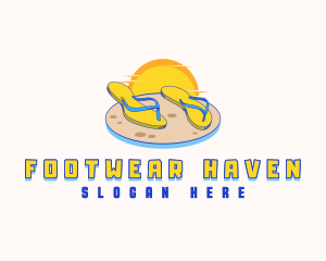 Tropical Beach Slippers logo design