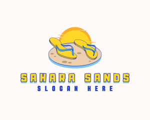 Tropical Beach Slippers logo design