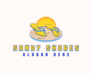 Tropical Beach Slippers logo design