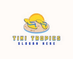 Tropical Beach Slippers logo design