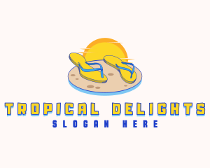 Tropical Beach Slippers logo design