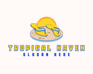 Tropical Beach Slippers logo design