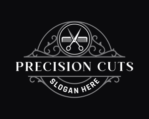 Scissors Comb Barbershop logo design