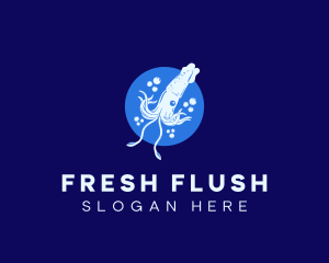 Fresh Ocean Squid logo design