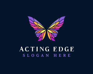 Butterfly Stained Glass Wing logo design