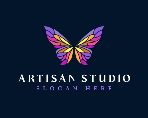 Butterfly Stained Glass Wing logo design