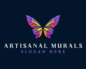 Butterfly Stained Glass Wing logo design