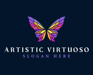 Butterfly Stained Glass Wing logo design