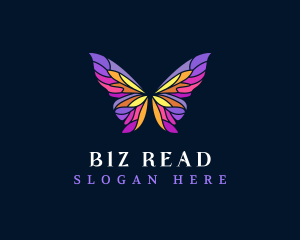 Butterfly Stained Glass Wing logo design