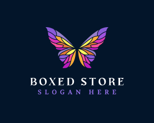 Butterfly Stained Glass Wing logo design