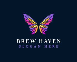 Butterfly Stained Glass Wing logo design