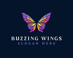 Butterfly Stained Glass Wing logo design