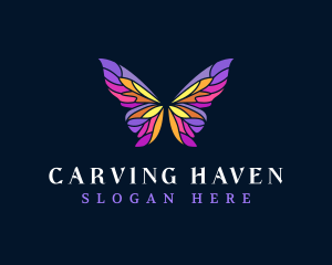 Butterfly Stained Glass Wing logo design