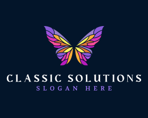 Butterfly Stained Glass Wing logo design